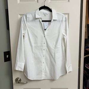 NWT J.Jill white cotton stretch blouse